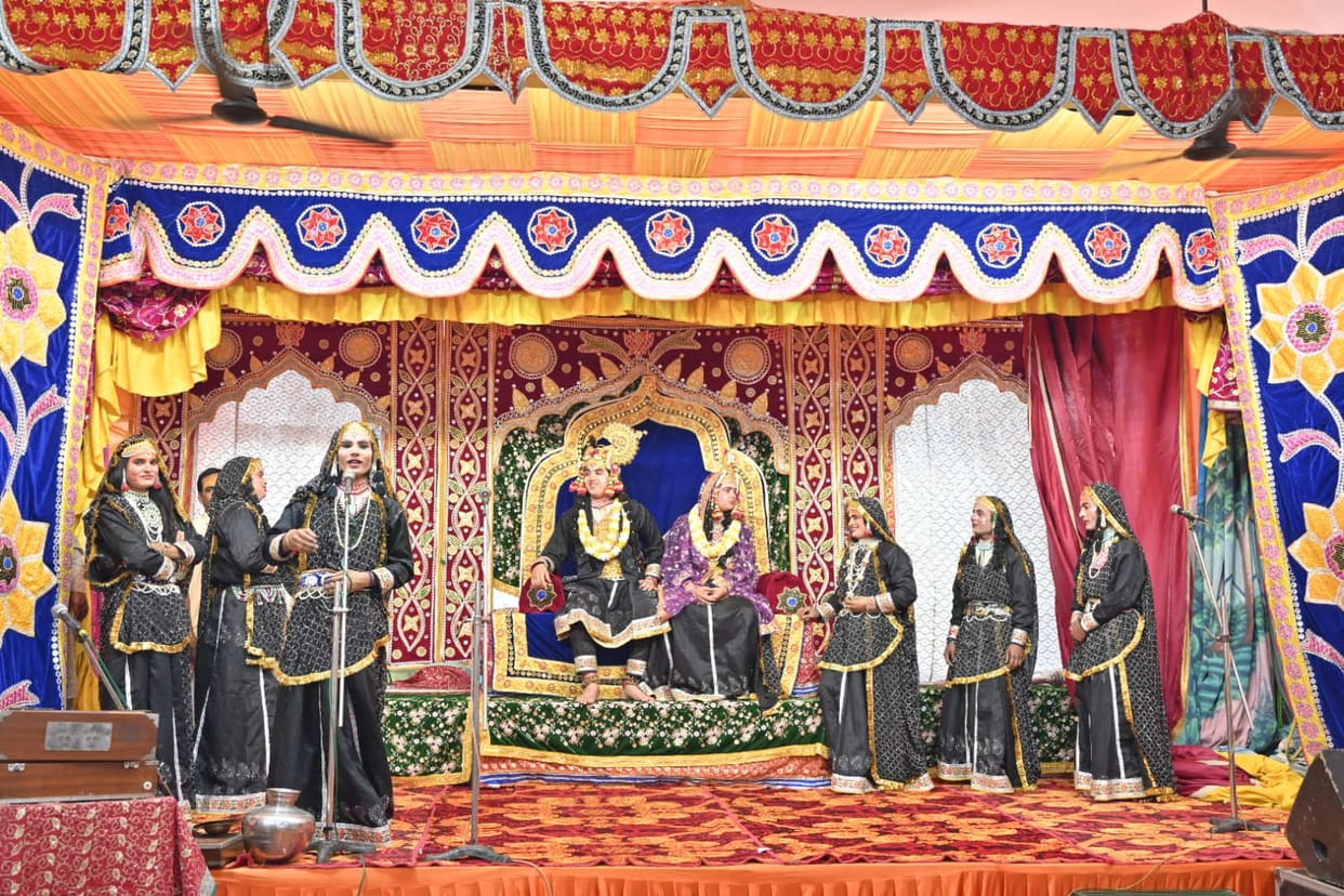 The staging of Shri Krishna Leela began with the marriage episode of Devaki and Vasudeva.