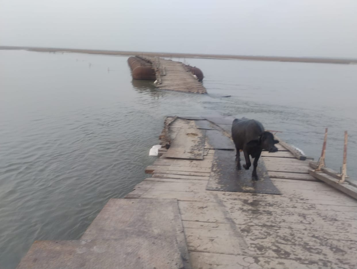 Bhaisaha Ghat Pontoon Bridge Closed Due to Rising Water Levels in the Gandak River