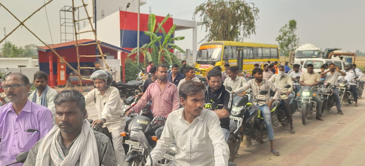 Queues of vehicles were seen at the pumps.