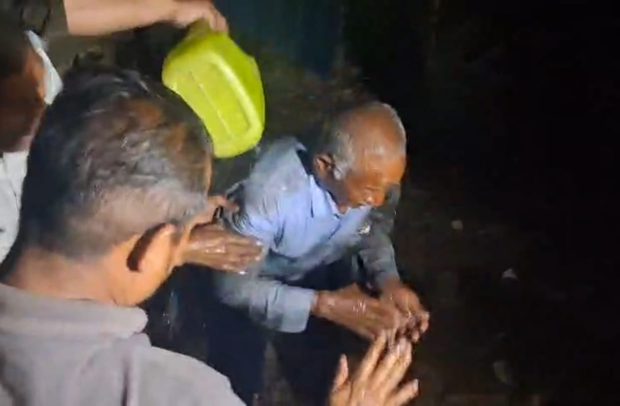 Dog attacks elderly man, he falls into pond