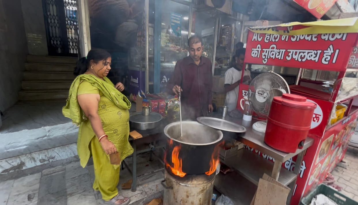 Due to the lack of supply of commercial cylinders, vendors are cooking food on diesel and wood stoves.