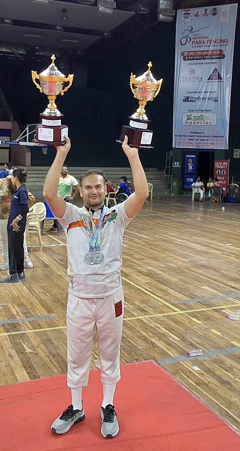Sandeep Mor won two silver medals in the National Para Fencing Championship.