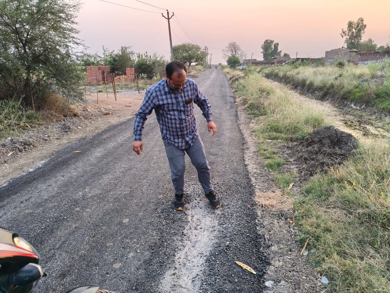 Villagers halted road construction work, claiming it was substandard.