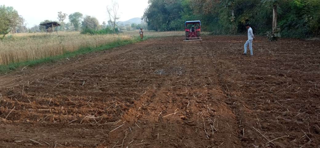 फोटो 29सीकेटीपी 03 दुर्गापुरवा क्षेत्र में मूंग फसल के लिए खेत तैयार करता किसान। संवाद