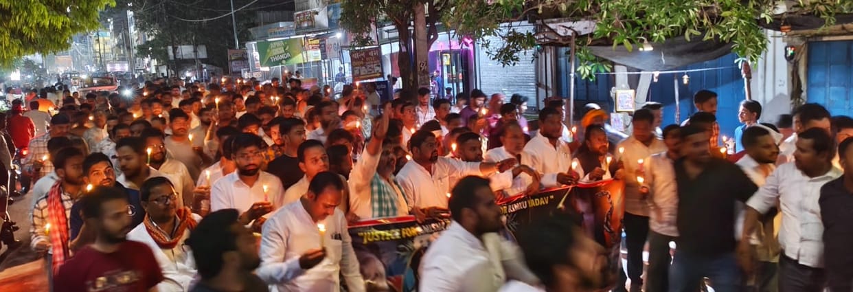 Youth took out candle march and protested
