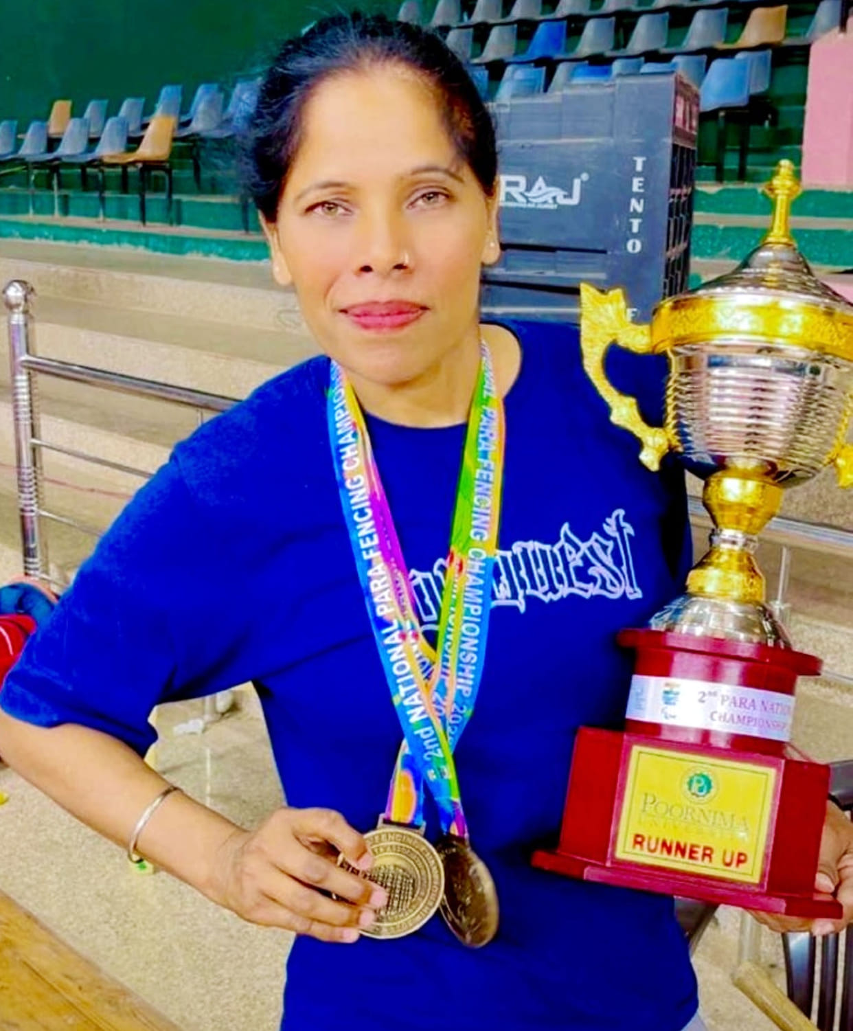Seema won three medals in fencing