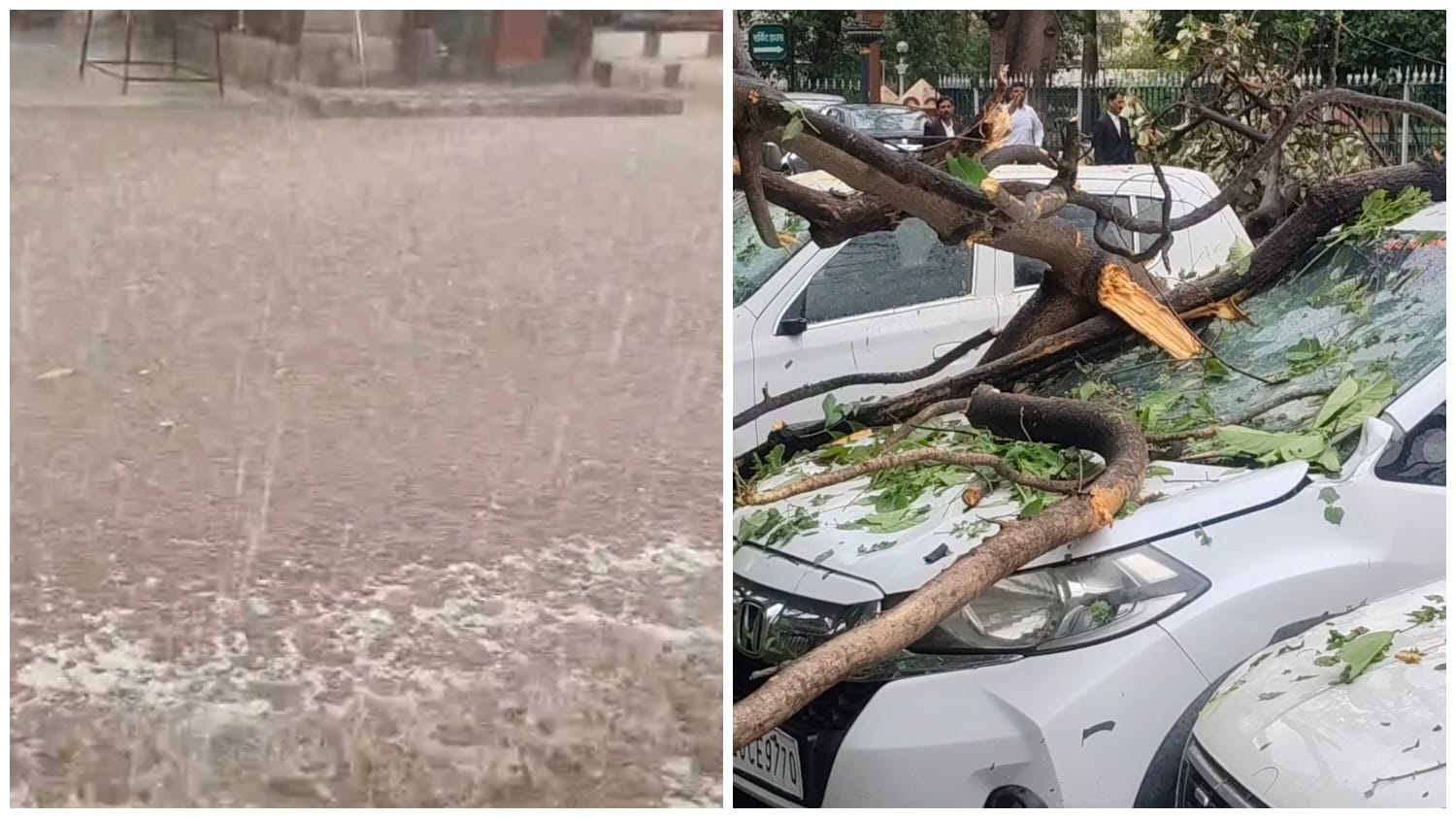 कोटा में जोरदार बारिश, वाहन क्षतिग्रस्त