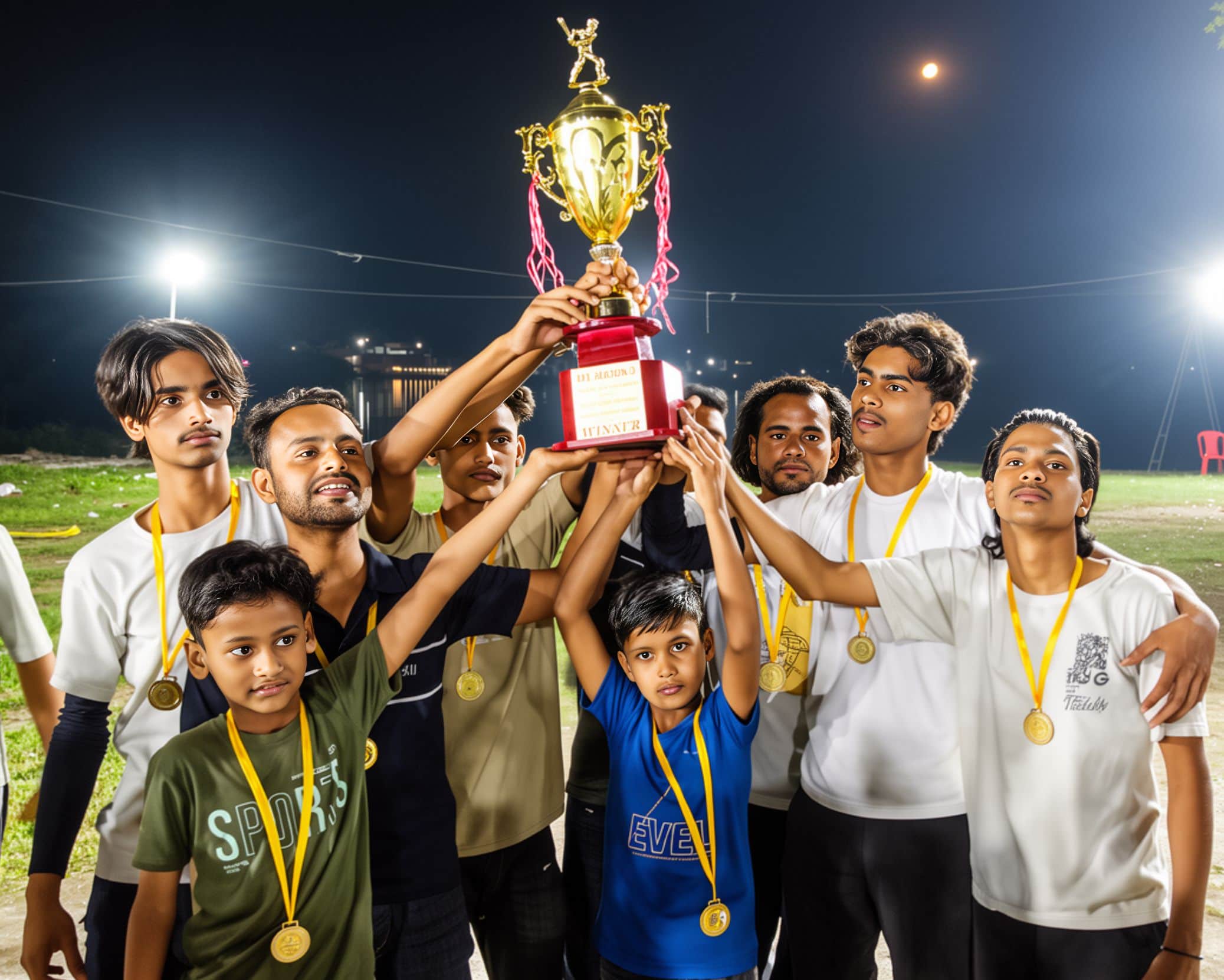 फोटो-2-ट्राफी के साथ विजेता कादिरपुर की टीम। संवाद