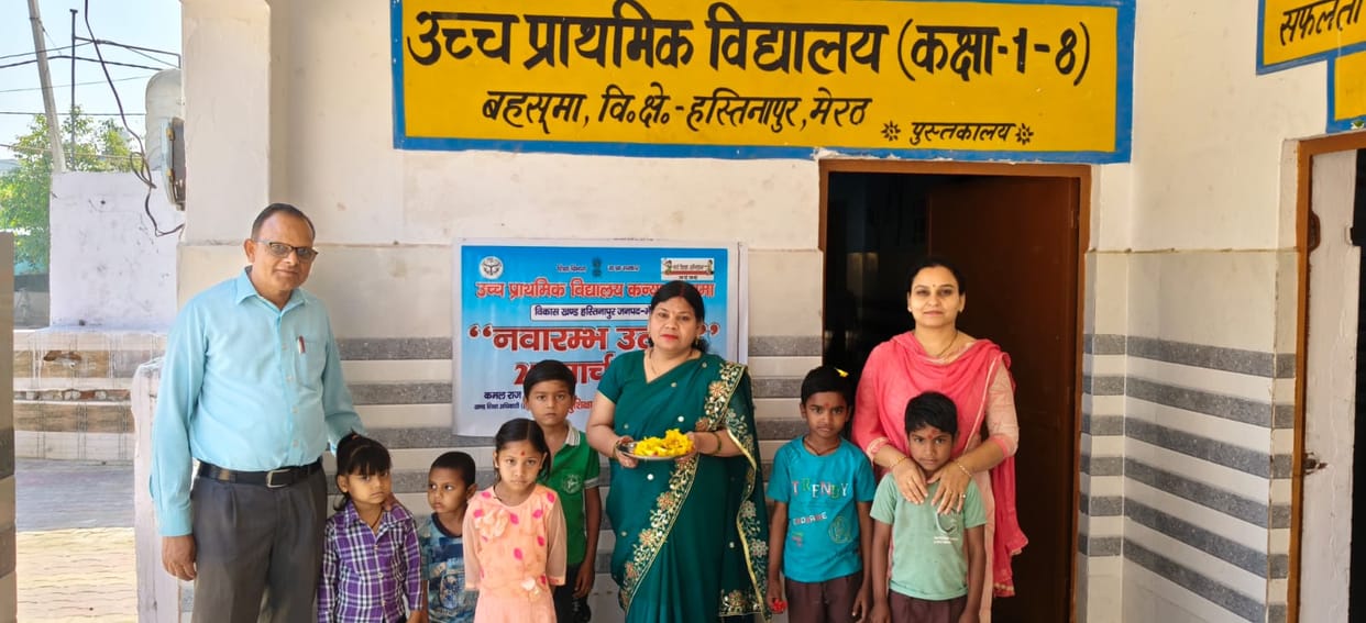 Welcomed the children by applying tilak
