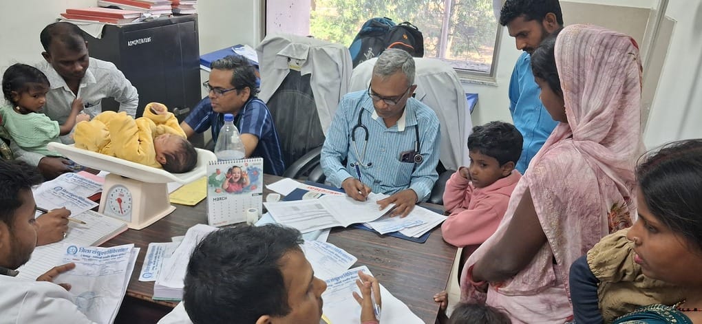 Children falling prey to viral infections due to changes in the weather.