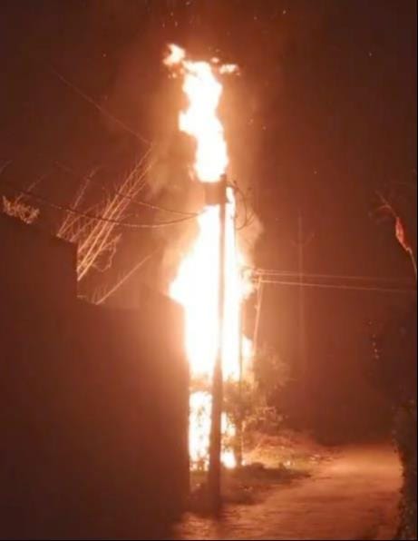 Transformer catches fire, power supply disrupted
