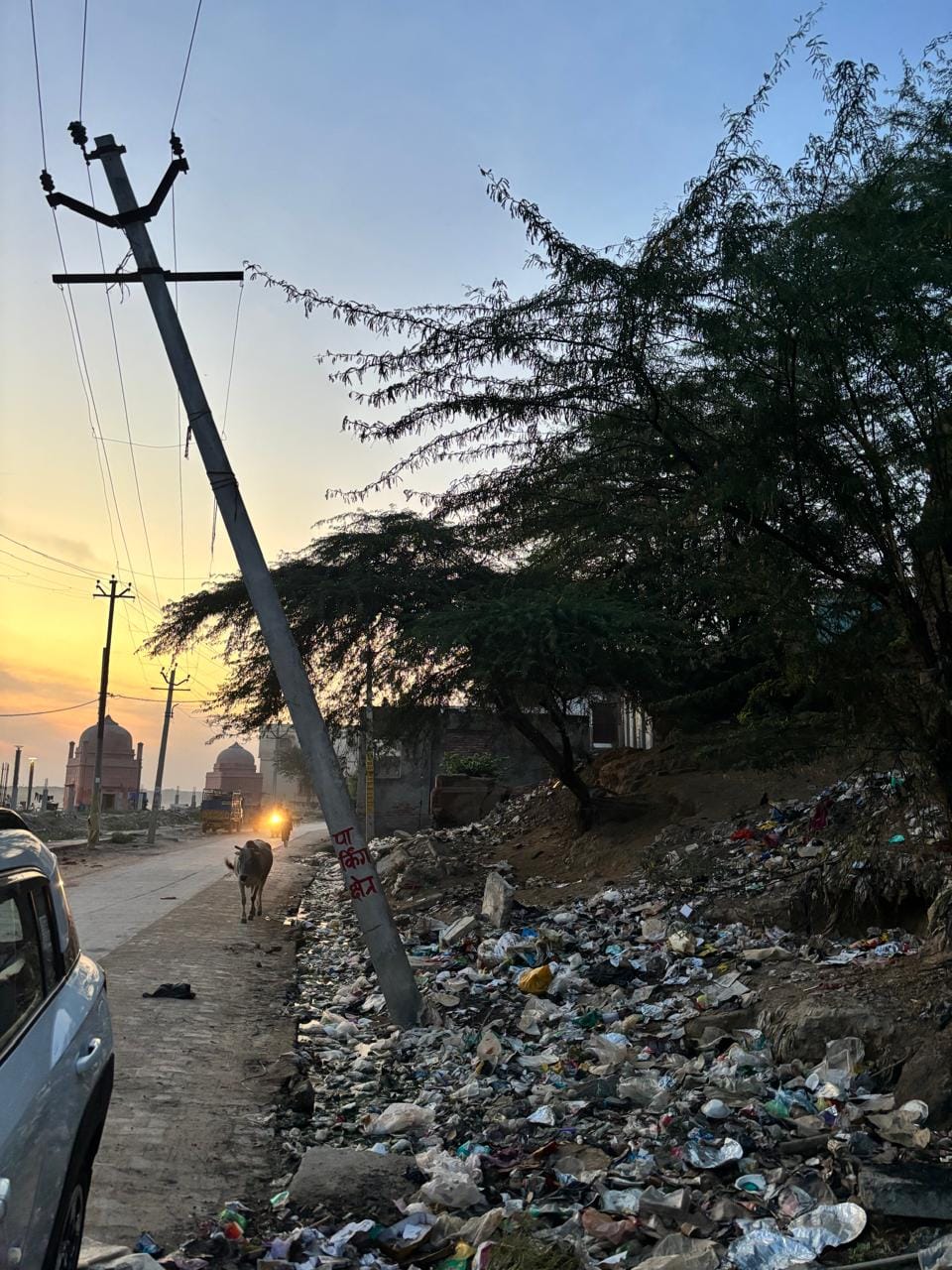 High tension line electric pole tilted in Bateshwar