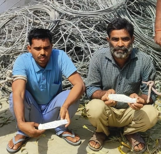 Police nab power cable thieves; wires also recovered.