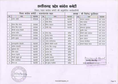 District Congress Committee List Released Find Out Who Received Which Responsibility in Rajnandgaon