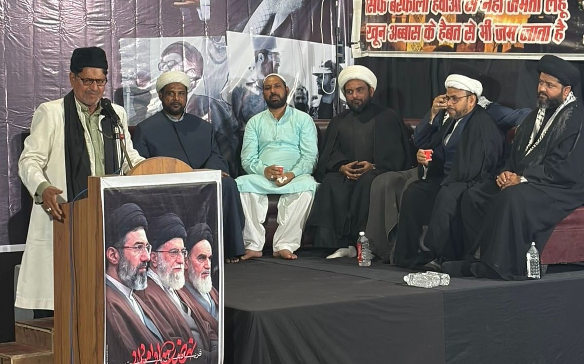 Mourning assembly on Khamenei's martyrdom, people gathered in the Imam Bargah
