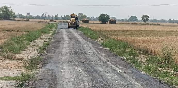Pitching work begins on three roads being constructed at a cost of two crore.