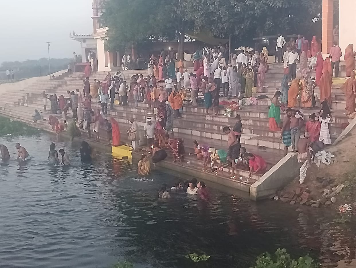 A dip of faith was taken on the banks of the Manorama-Kuano confluence.