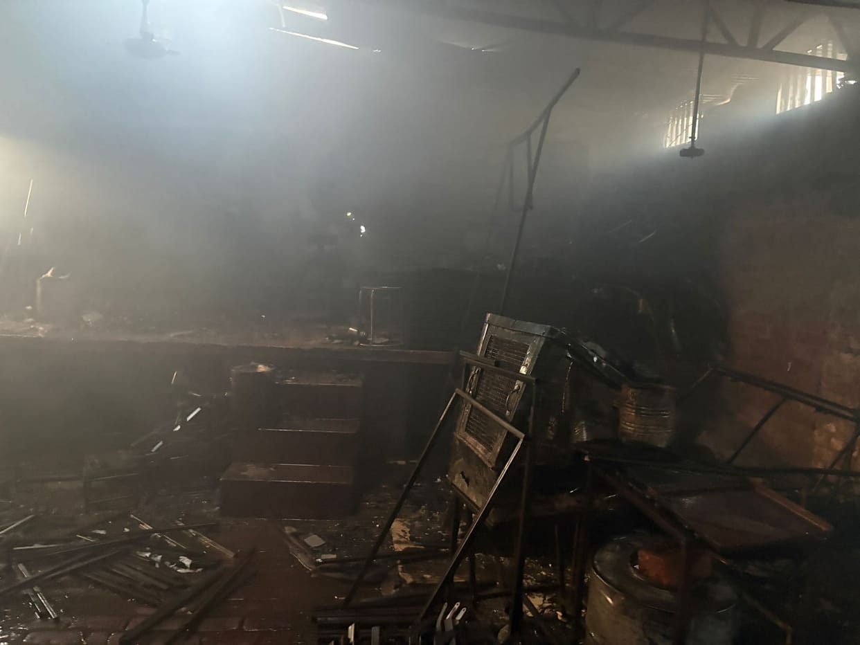 Fire breaks out in a table and chair factory in Chowk