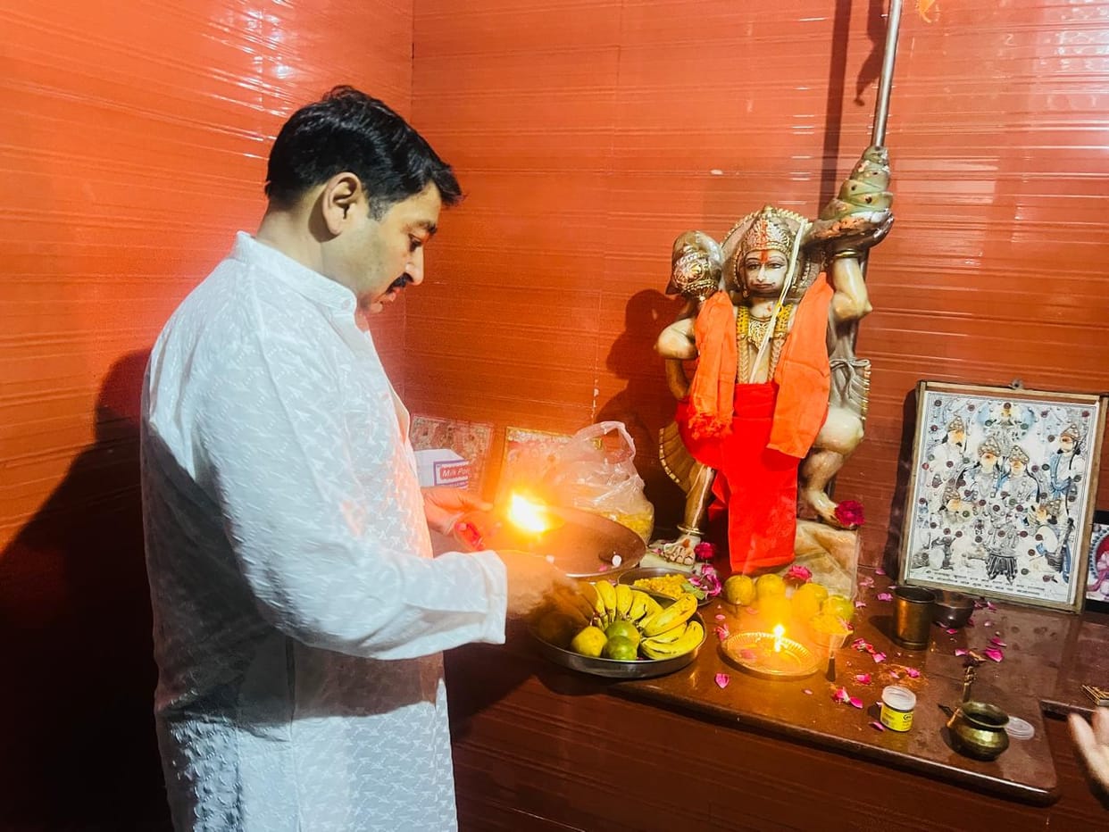 The atmosphere of Sports School Rai became devotional on the occasion of Hanuman Jayanti.