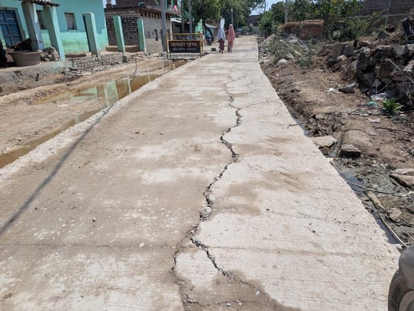 The road being built at a cost of crores is in a bad condition