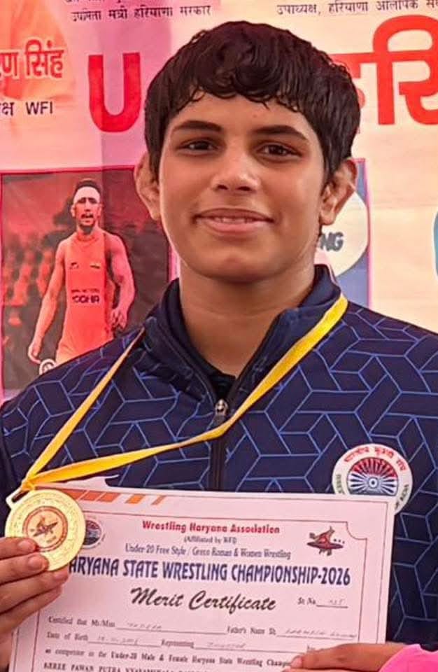 Tapasya Wins Gold Medal at Haryana State Wrestling Championship
