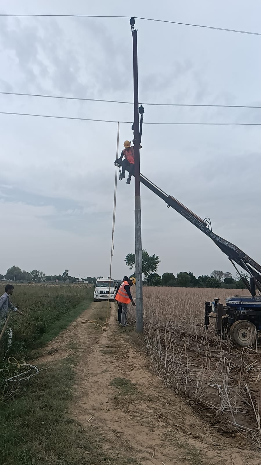 Due to storm, rain and hailstorm, electricity went off in the villages.