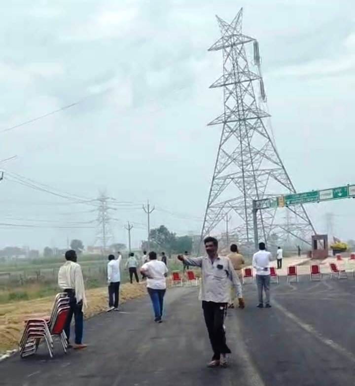 HT line pole was removed which was obstructing the construction.