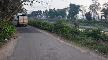 Commercial vehicles are being diverted through canal tracks to avoid toll