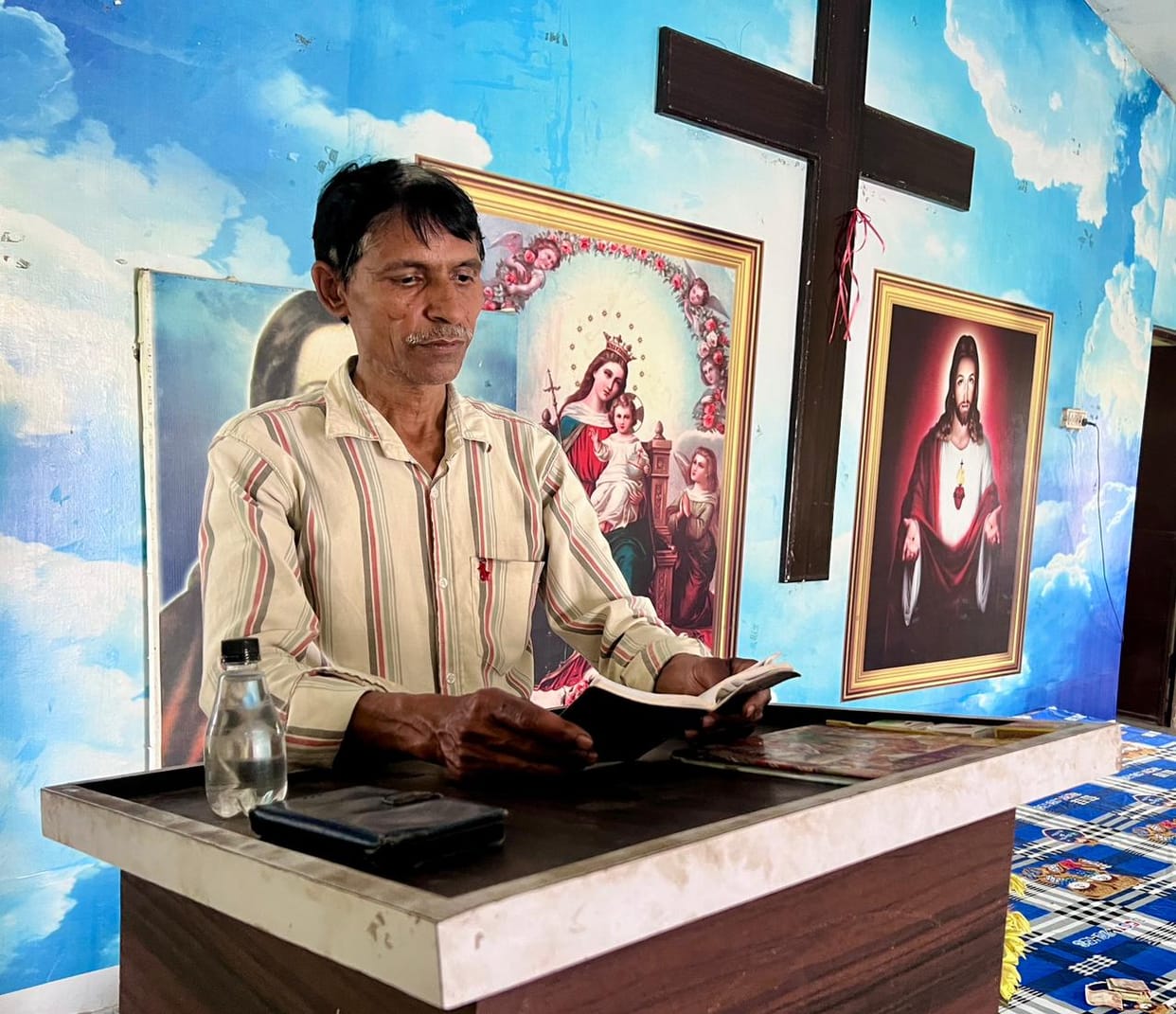 Devotees pray for peace and health at Biholi Church