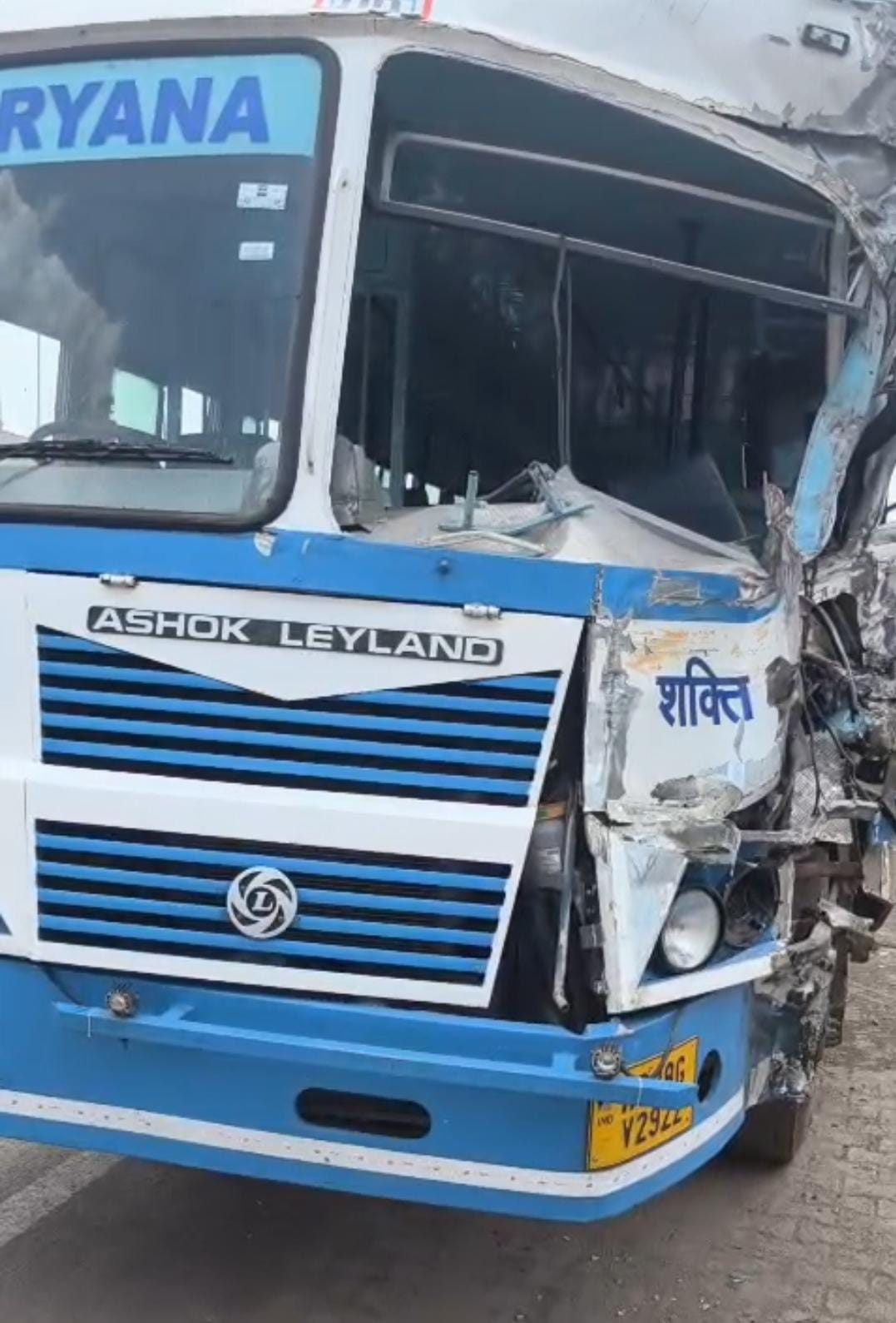 Truck collides with roadways bus that breaks divider of flyover