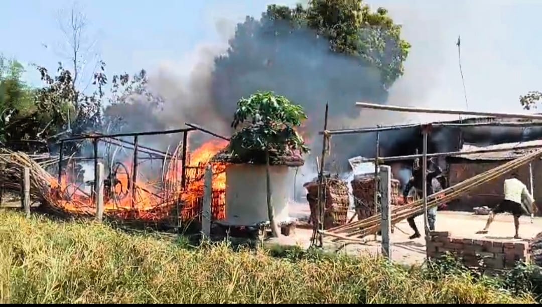 Two Huts Reduced to Ashes in Fire; Cylinder Explodes