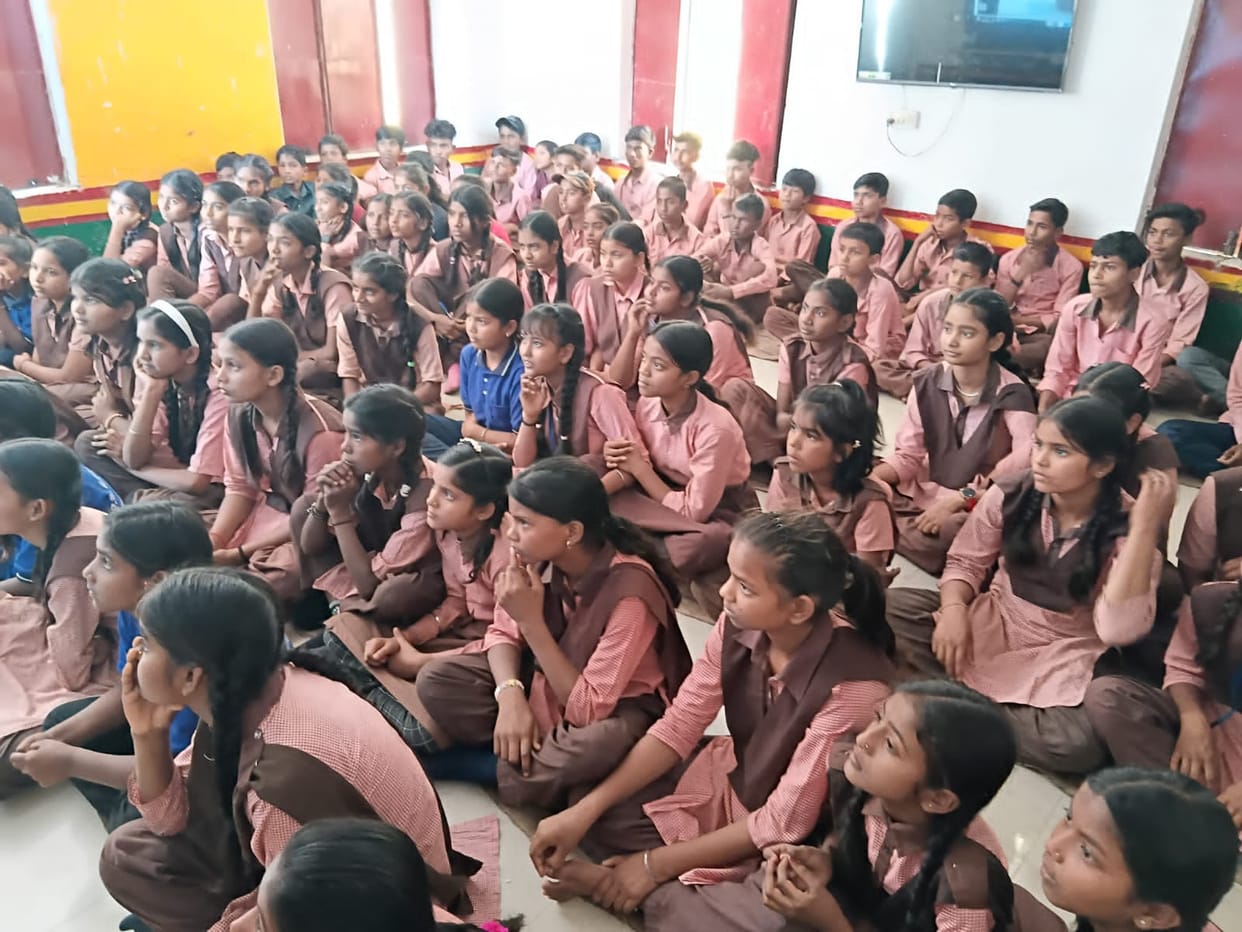 Awareness film shown to girl students under Mission Shakti