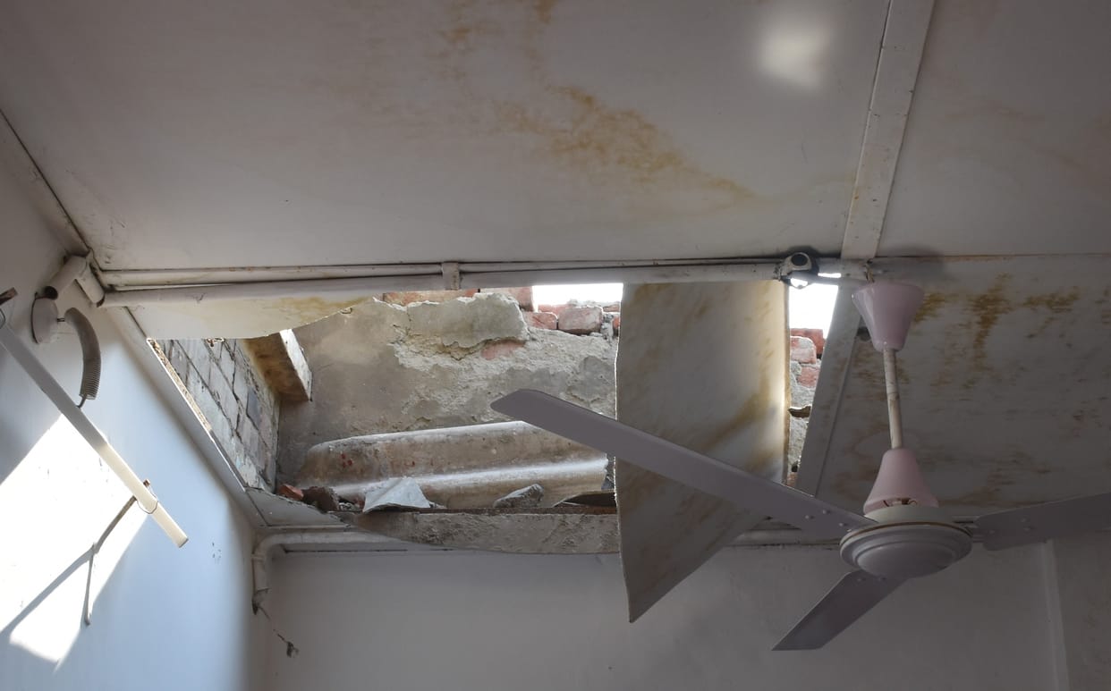 Four workers detained after roof of railway premises collapses during repair work