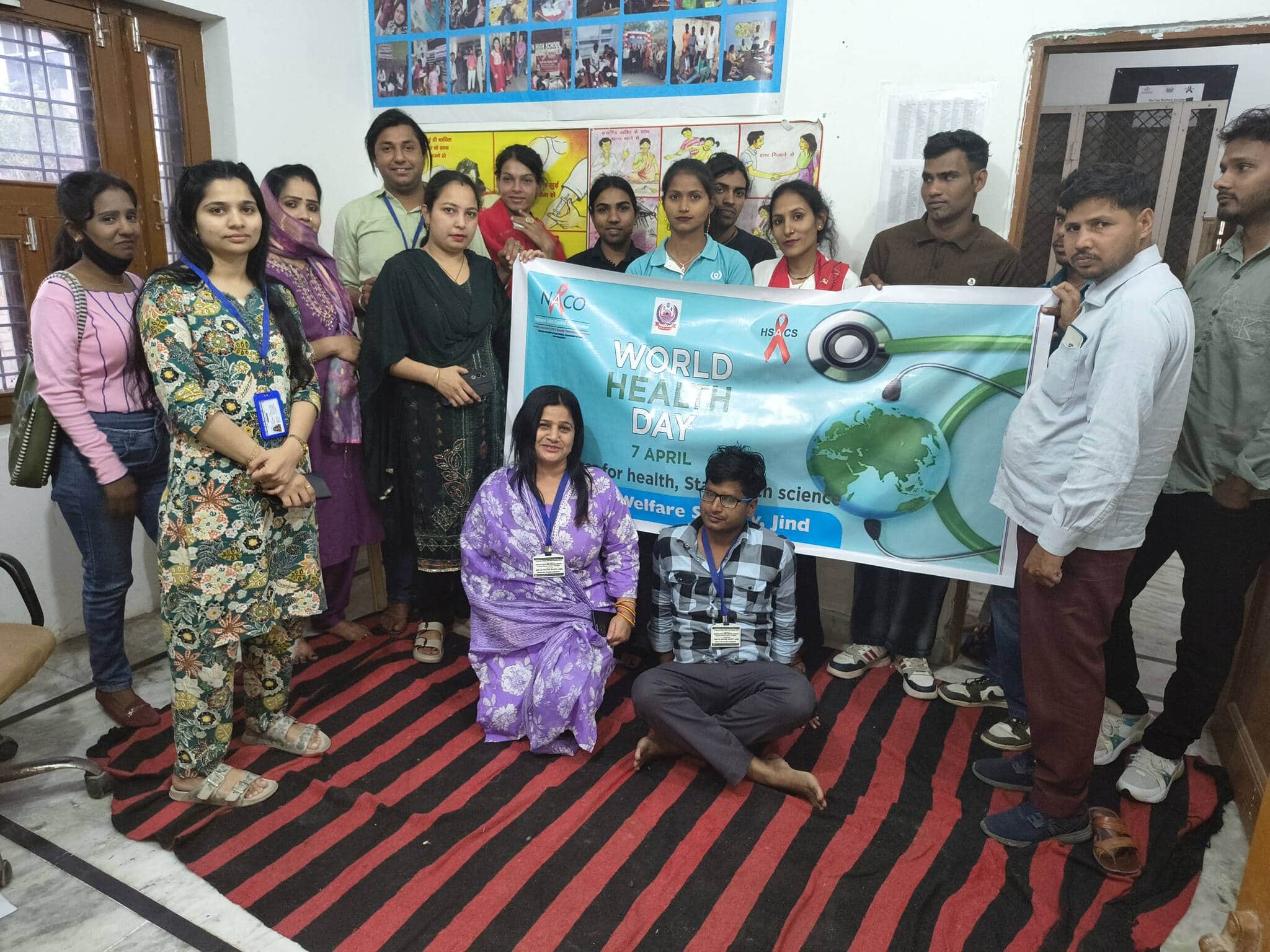 07जेएनडी08: श्री साईं वेलफेयर सोसाइटी सदस्य विश्व स्वास्थ्य दिवस मनाते  हुए। स्रोत संस्था