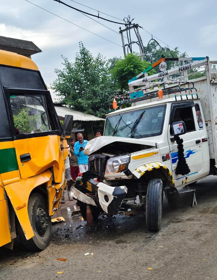 Speeding Pickup Collides with School Bus; 12 Children Injured