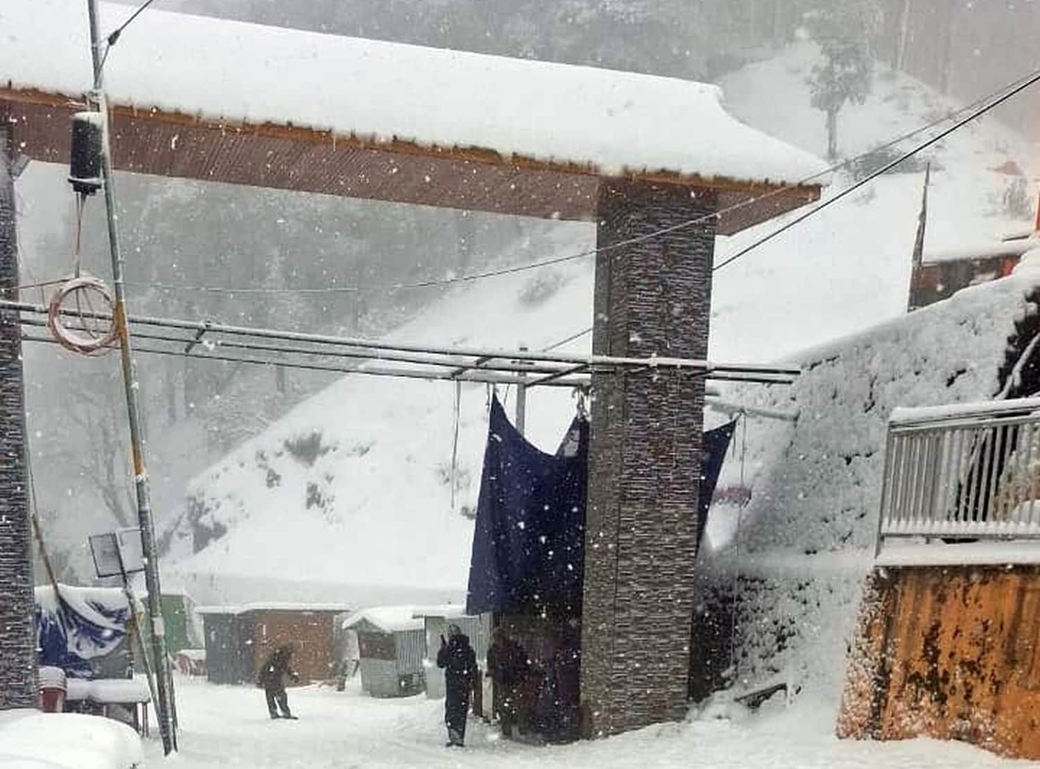 एनएस 305 पर जलोड़ी दर्रा हो रही बर्फबारी