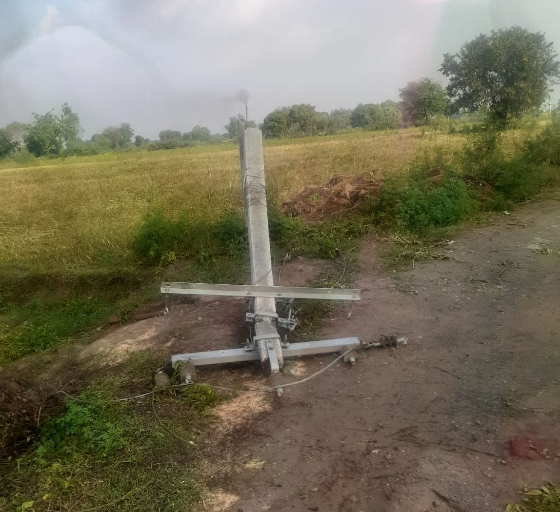 Broken electricity pole remains unreplaced even after six days, leaving village in darkness