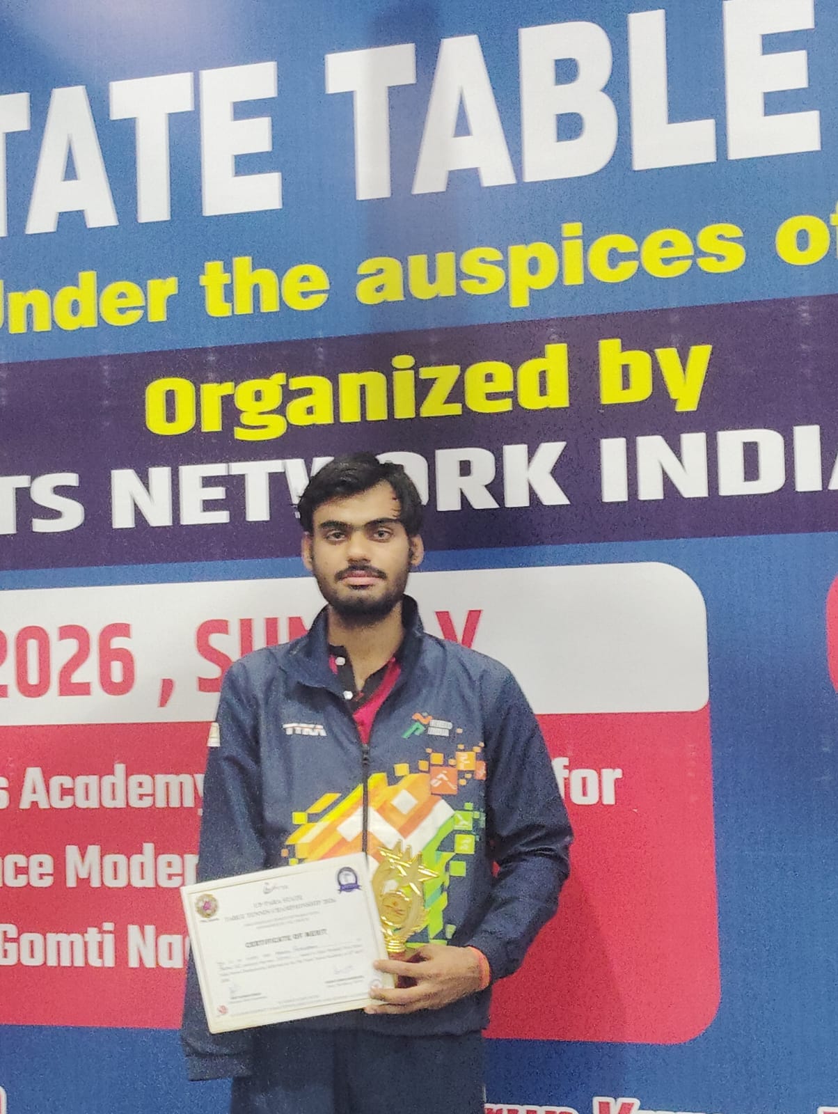 Harry became the runner-up in Uttar Pradesh Para Table Tennis