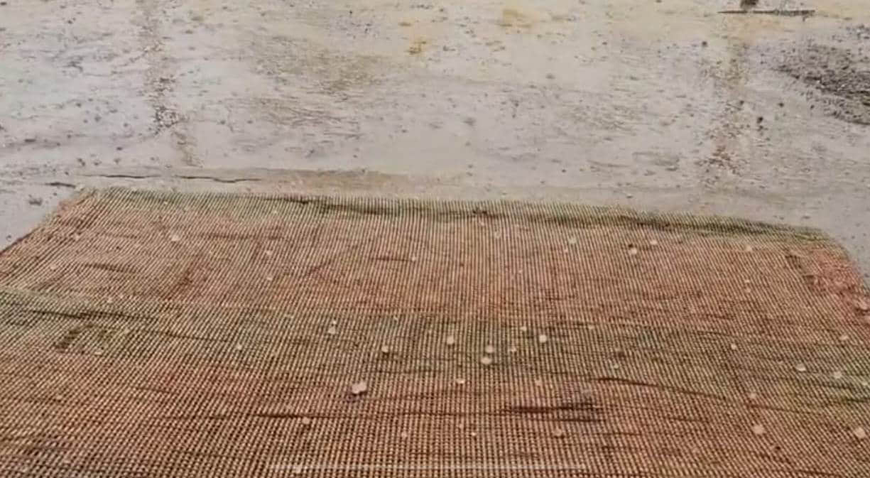 बुधवार को गढ़ क्षेत्र के गांव अक्खापुर में गिरे ओले। स्रोत ग्रामीण