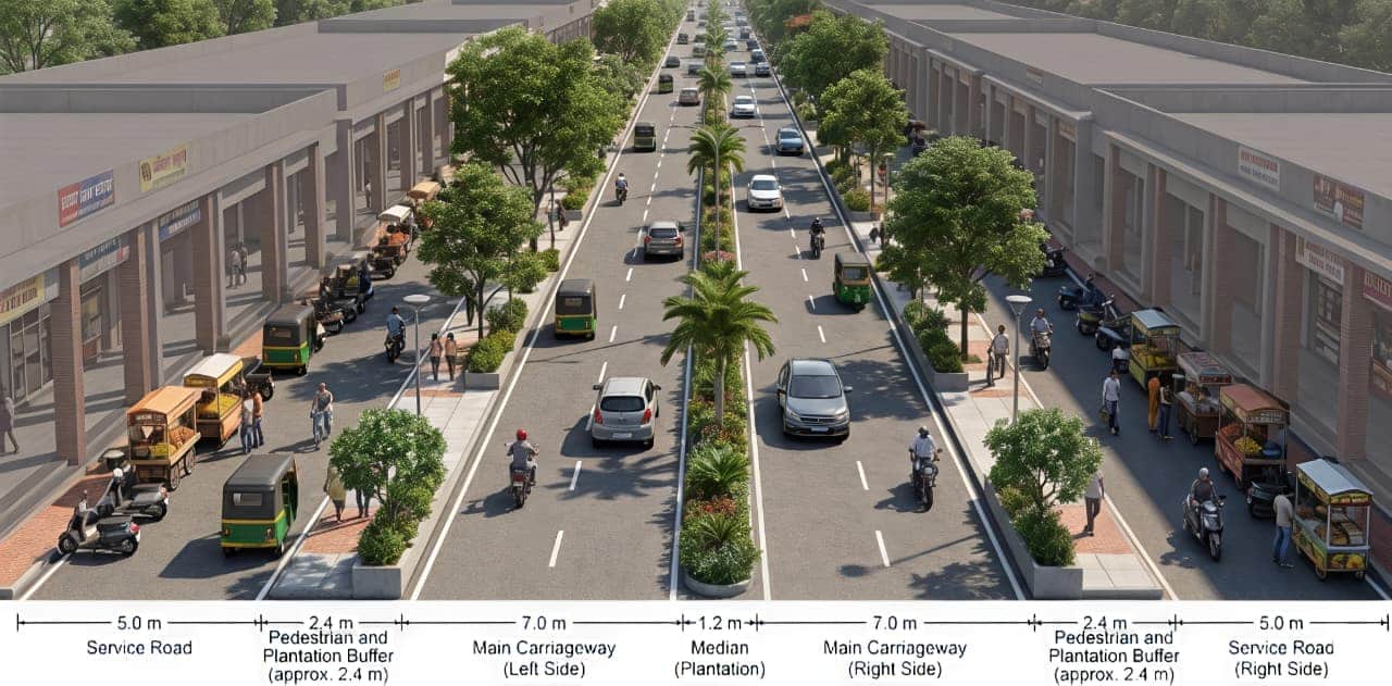 फोटो 08सीकेटीपी 09 इस तरह संवारा जाएगा धनुष चौराहा-पटेल तिराहा मार्ग। स्रोत: प्रशासन