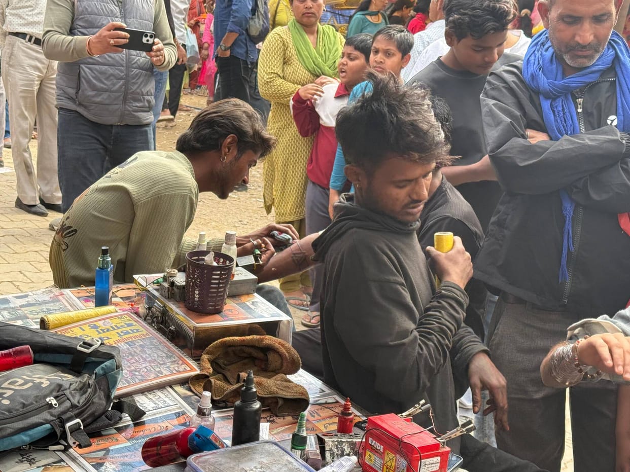 Health is being compromised at the tattoo stall in Ghumarwin Summer Festival.