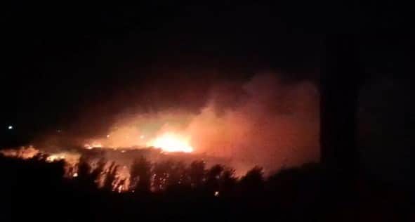 कोनिया में गेहूं की फसल में लगी आग। संवाद