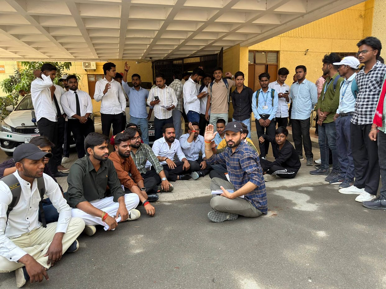 Due to confusion, students reached the PU campus and staged a protest.