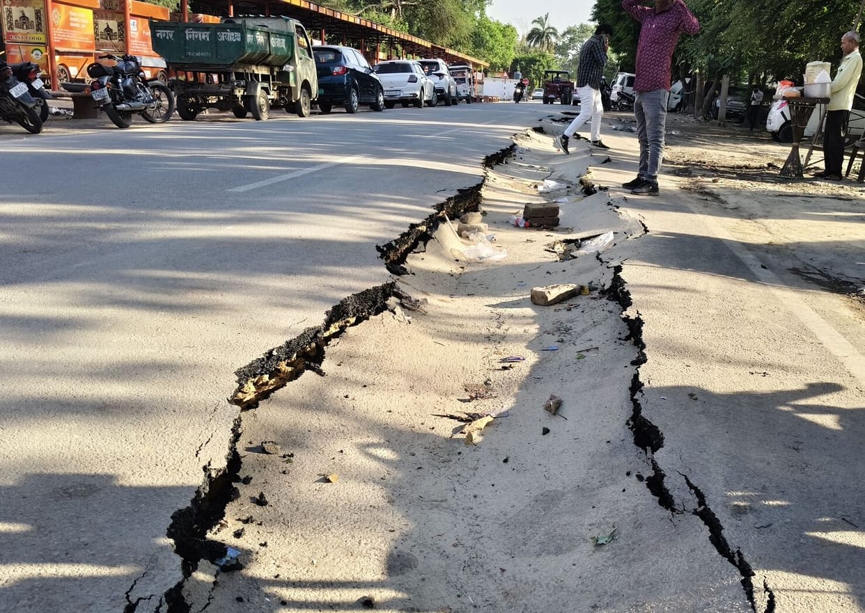 Main Road Sinks by 100 Meters; Questions Raised Over Quality