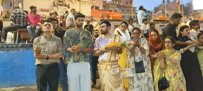 Indian cricketer Washington Sundar witnessed the Ganga Aarti