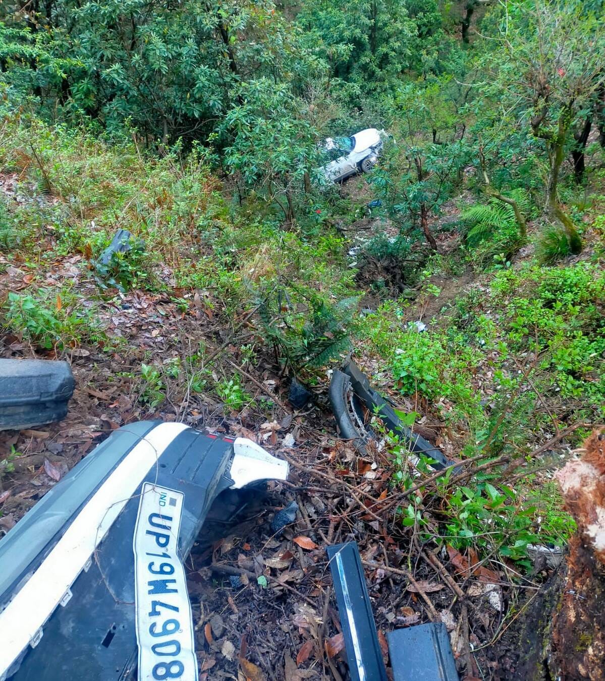 Car of Haryana tourists going to Parashar falls into drain, five injured