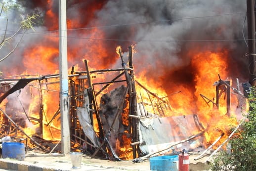 Three huts caught fire due to short circuit