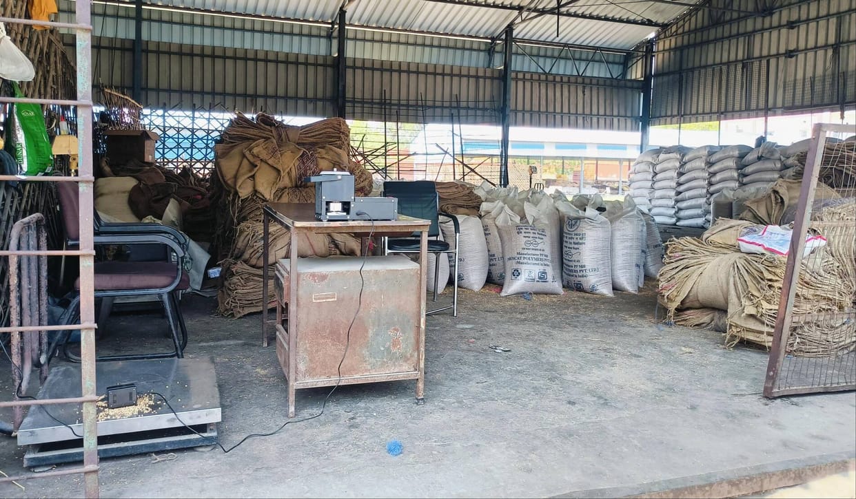 The weighing machine at the wheat procurement centers is faulty.