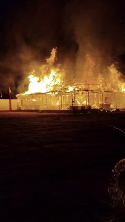 Sparks from high-tension wires ignited the sacrificial altar at Shankaracharya Ashram.