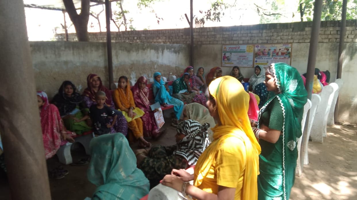 Women provided with seating facilities in the PPC Block.